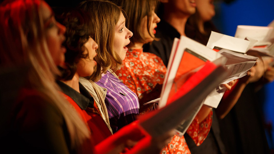 Students singing live out of the studio