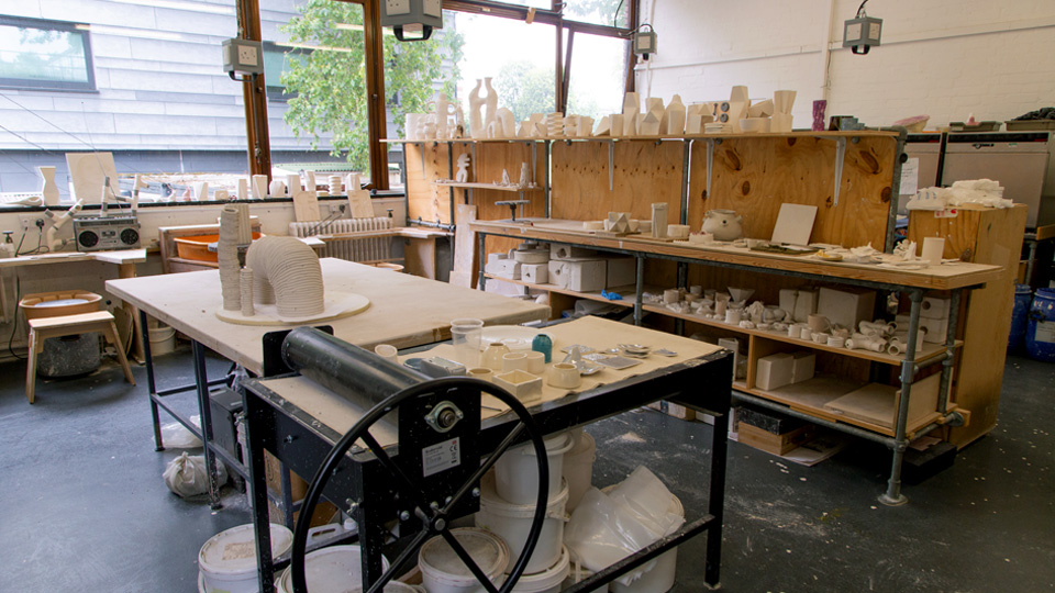 Ceramics work in progress in the ceramics moulding and casting lab