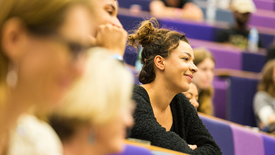 Students sitting in the Ian Gulland Lecture Theatre