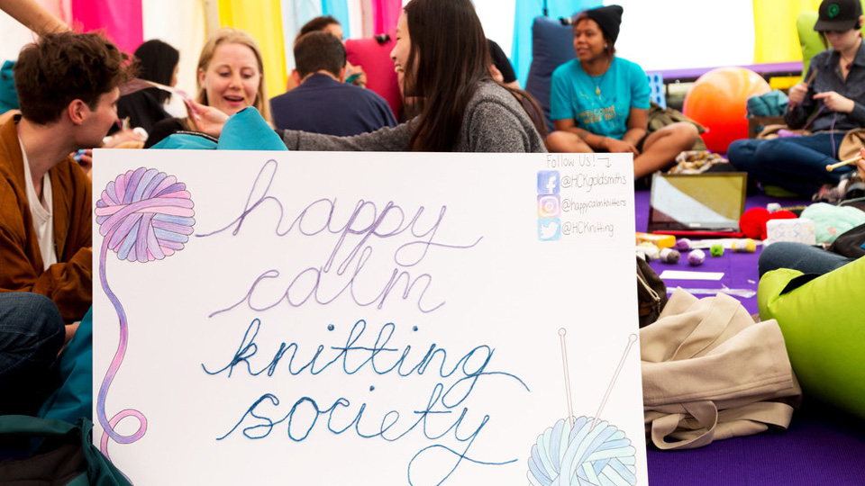 A sign for Goldsmiths knitting society