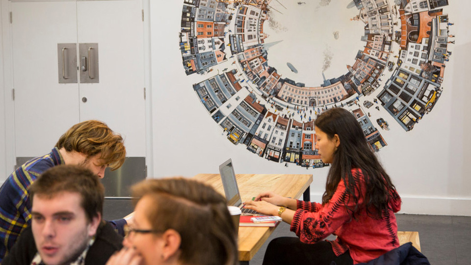 A New Cross mural on the wall of Café Thirty Five