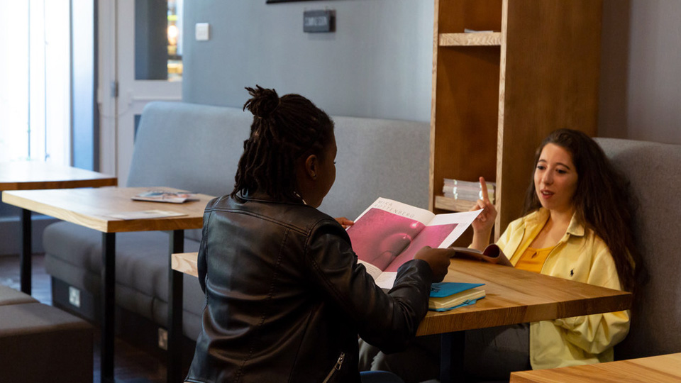 Seating area around the edge of the Curzon Café